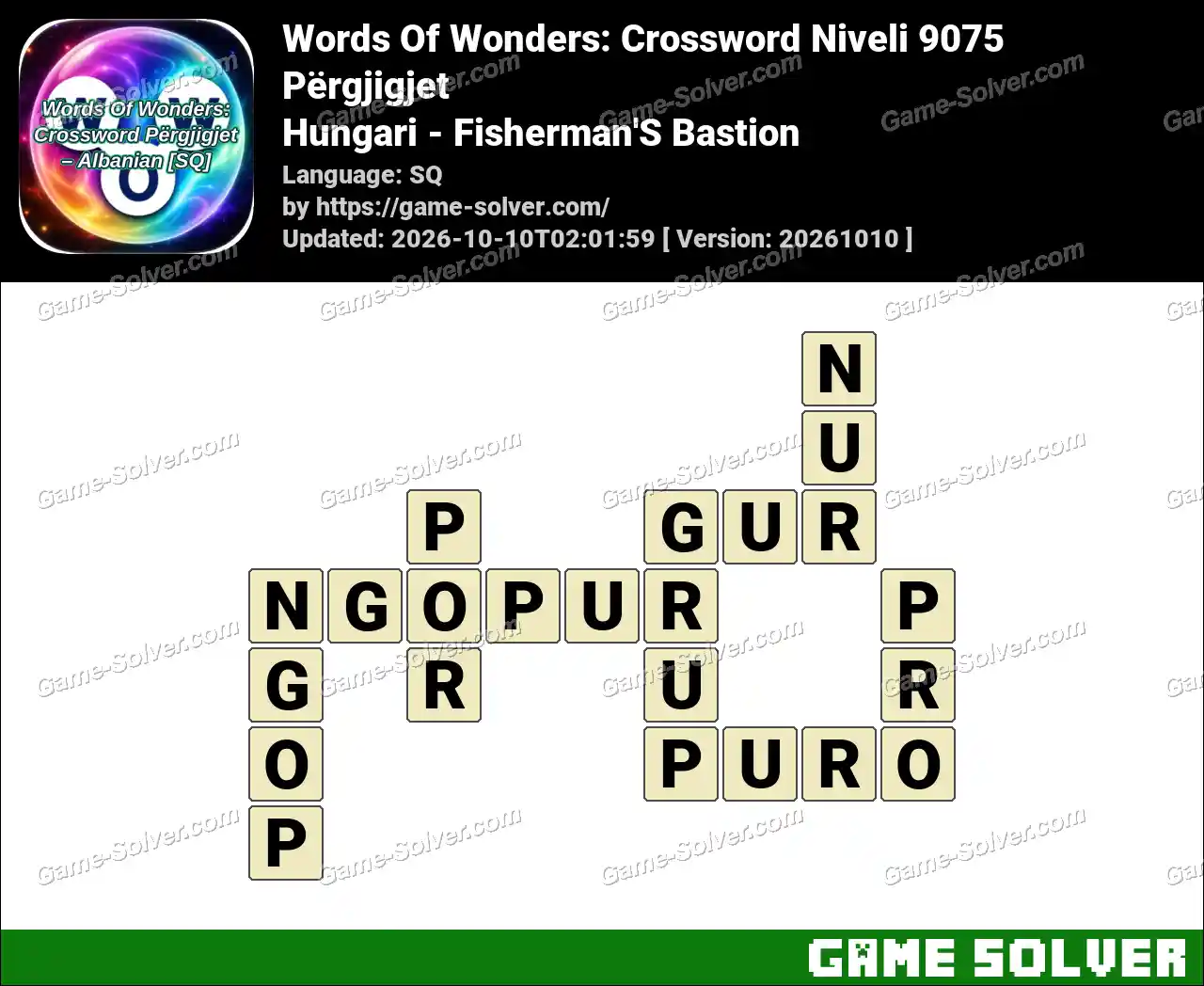 Words Of Wonders: Crossword Niveli 9075 Përgjigjet – Hungari – Fisherman’S Bastion